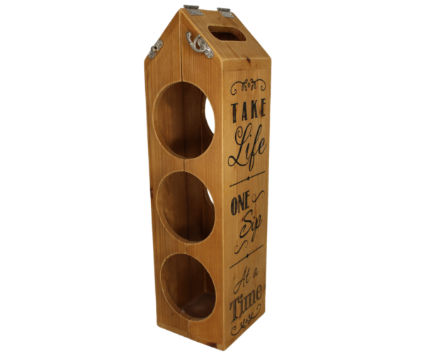 Three-Bottle Clasp Wood Wine Bottle Holder