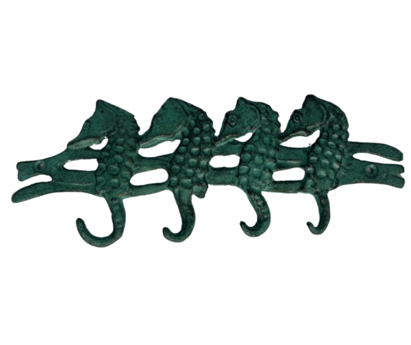 Four Teal Seahorses Wall Hook