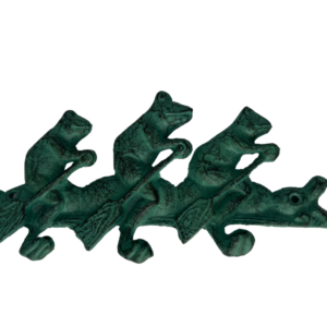 Three Frogs Rowing Hook – Rustic Teal Iron with Three Hooks