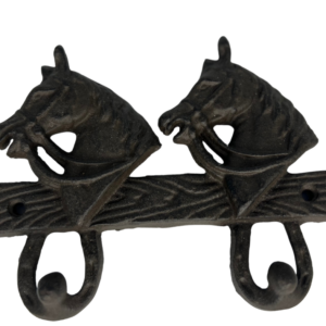 Double Horse Head with Horseshoe Wall Hook