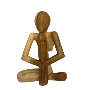 Carved Wooden Person – Fetal Sitting Position Abstract Art